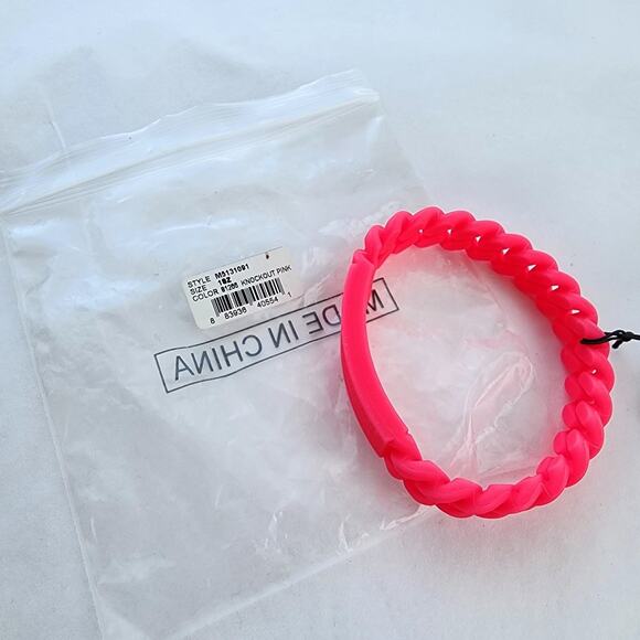 MARC JACOBS STANDARD SUPPLY BRAIDED SILICONE RUBBER BRACELET - FLUORO Hot Pink - Picture 4 of 7